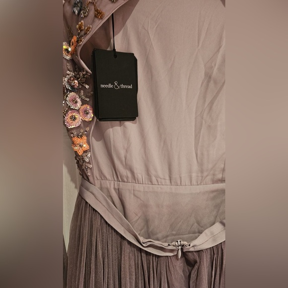 Needle & Thread Purple Long Sleeve Fit and Flare Dress - Picture 4 of 4